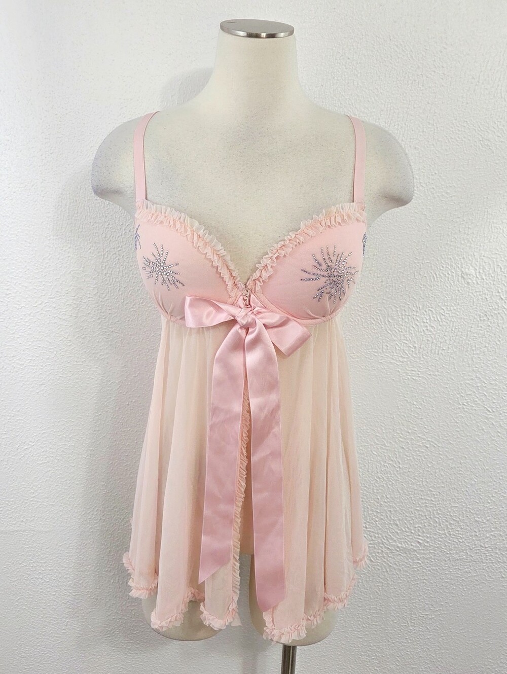 Victoria's Secret sexy little things babydoll chemise top pink women's Size 36D